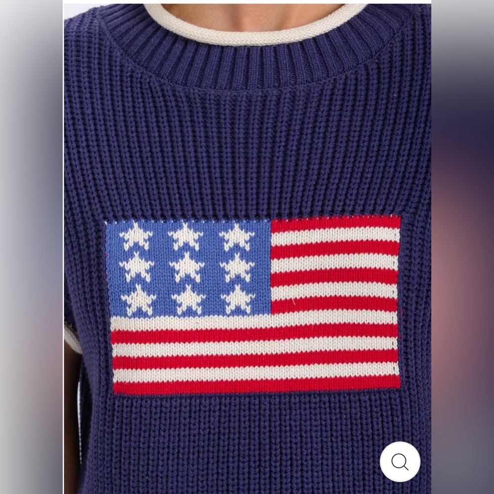NEW day & moon Navy Blue Sleeveless Knit Top with Flag Design!! SZ:: MED - Picture 2 of 4